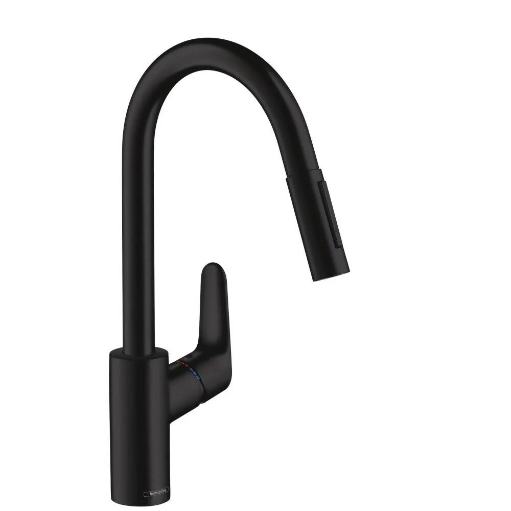 Кухонный смеситель hansgrohe. Смеситель для кухни черный Hansgrohe Focus m41 31815670. Смеситель Hansgrohe Focus m41. Смеситель для кухни Hansgrohe Focus 31815670 выдвижной излив, черный матовый. Смеситель для кухни (мойки) Hansgrohe Focus m41 31815670 матовый черный.