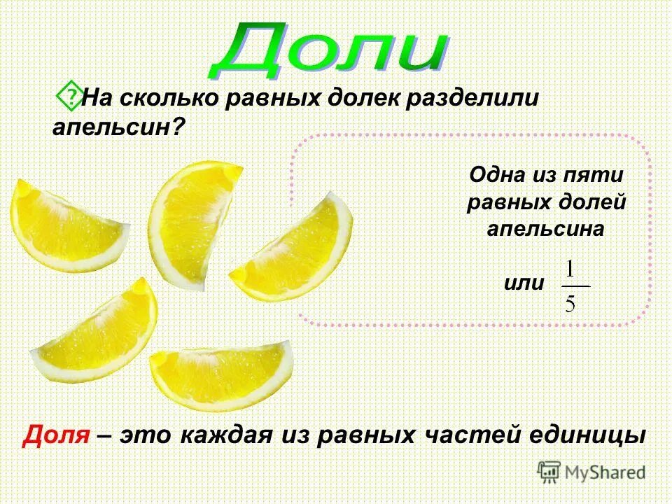 1 3 доли это сколько. Презентация на тему доли. Что такое доли в математике 4 класс. Тема урока доли.
