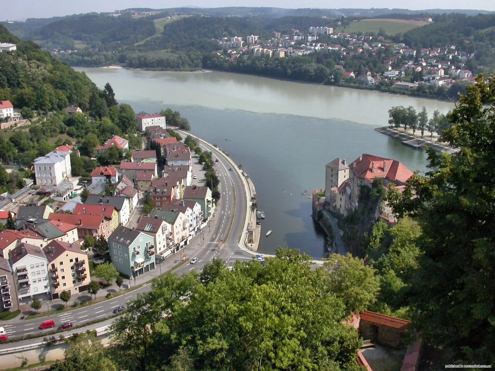 Passau Германия. Пассау слияние трех рек. Река Дунай с птичьего полета. 33 views