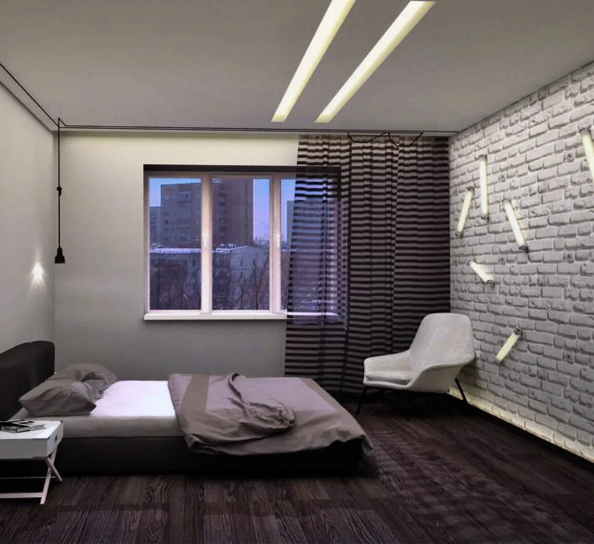 интерьер квартиры студии в мужском стиле. мужская студия. мужская спальня в стиле лофт. мужская спальня. квартира в стиле лофт.