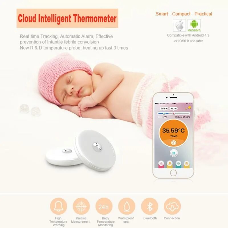 Умный термометр детский. Термометр Smart Baby Monitor. Термометр по блютузу. Bluetooth термометр. Bluetooth градусник тела.