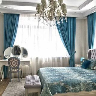 Серо бирюзовые шторы