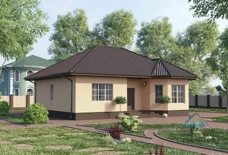 Одноэтажный дом с эркером