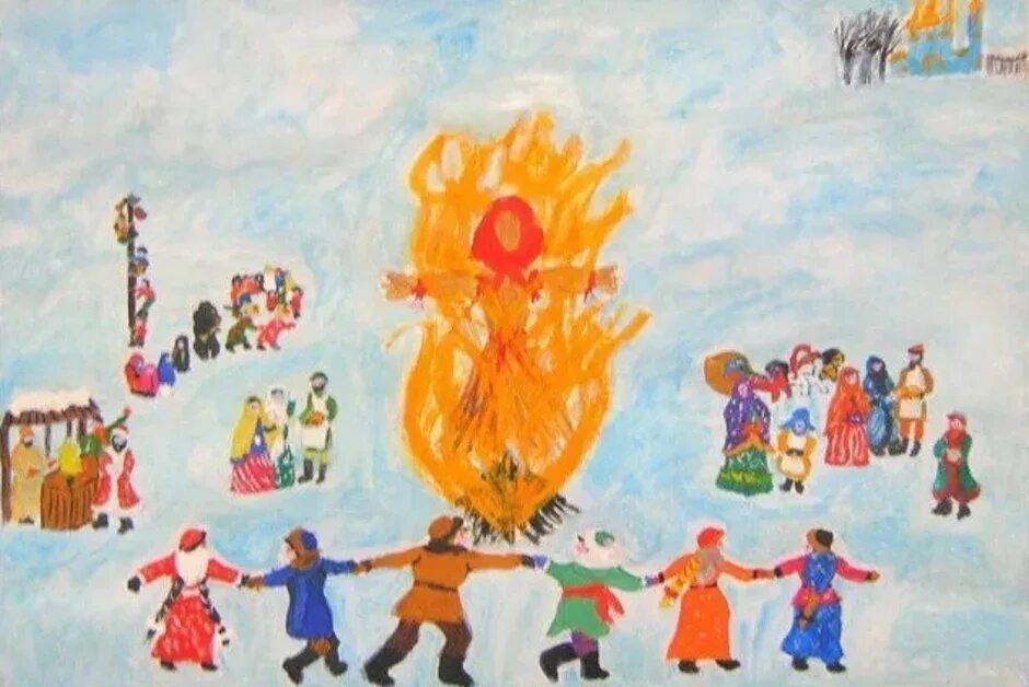 Масленица рисунок легкий. Народные праздники рисунки. Горящая масленица рисунки. Иллюстрации народных праздников. Рисование чучела масленицы.