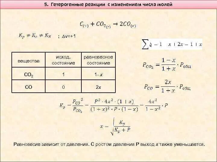 Задачи на изменение количества. Изменение числа молей в реакции. Равновесный состав смеси. Расчёт равновесного состава газовых реакций.. Рассчитать равновесный состав реакции.