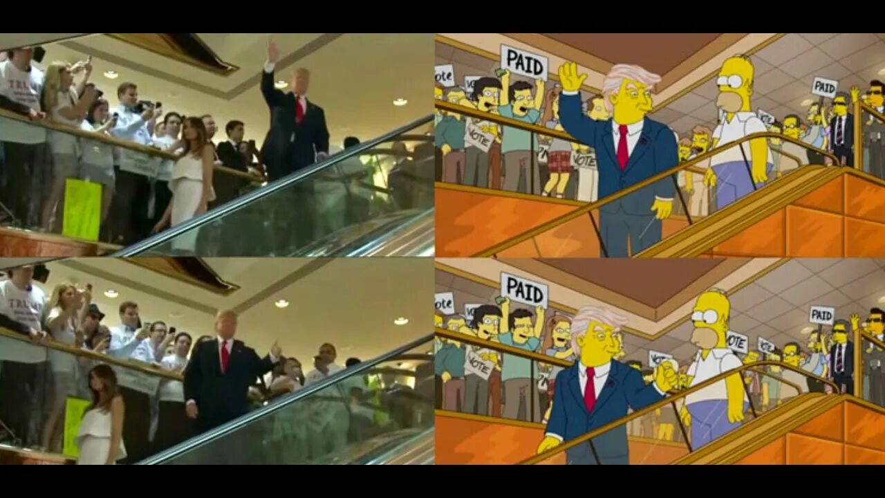 Симпсоны 11 сентября. Симпсоны 2002 трамп. Симпсоны трамп на эскалаторе. Трамп в симпсонах. Трамп в симпсонах.
