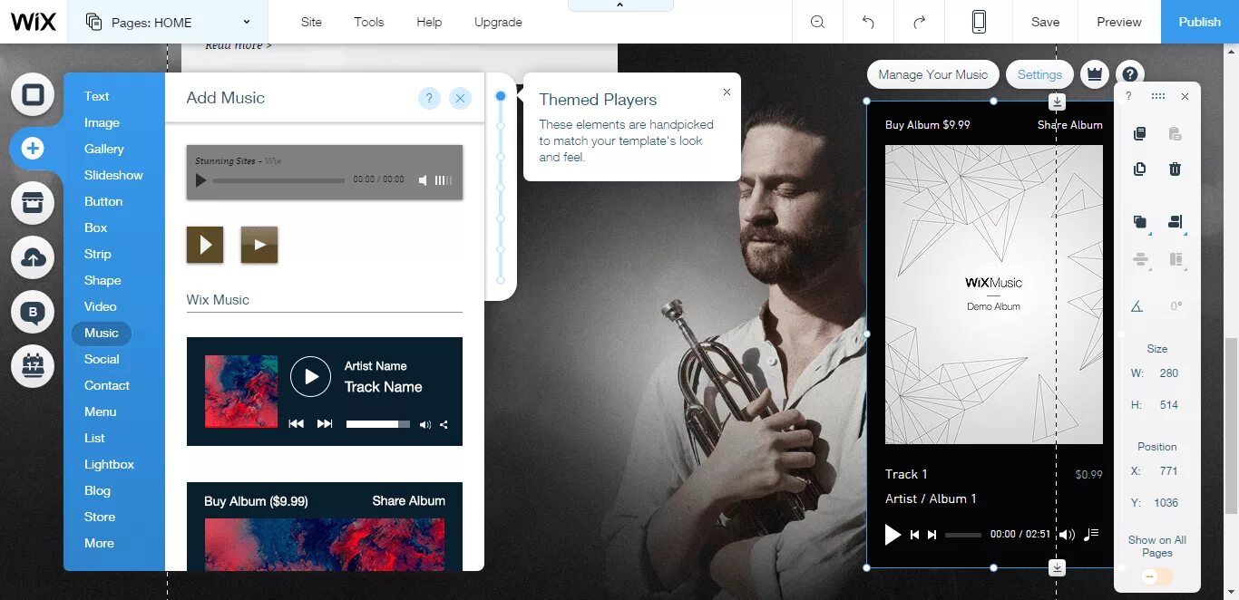Wix studio. Wix music. музыкальные сайты. wix 10. визуальный редактор wix.