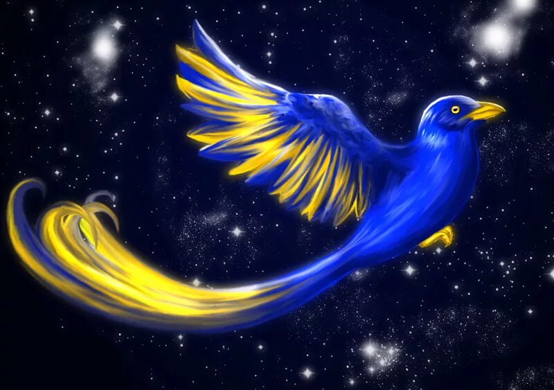 Галактическая птица. Сказочная птица. Сказочная синяя птица. Космическая птица. Волшебная птица.