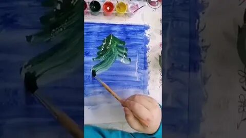 Нарисовать елку гуашью видео