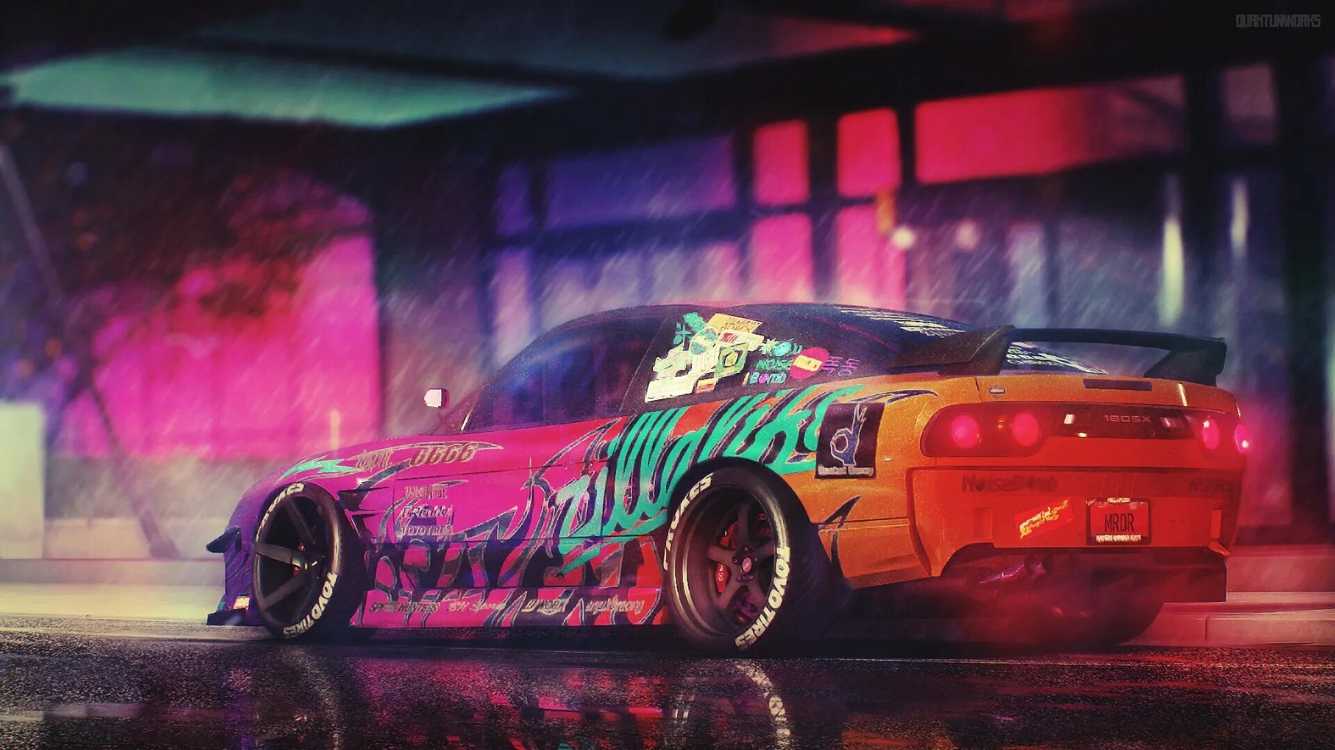 Donk phonk vhfut777. Nissan 180sx Neon. Nissan 180sx Art. Nissan Silvia s13 неон.