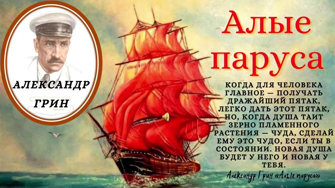 Алые паруса 5 вопросов. 100 Лет Алые паруса а Грина 1922. Грин Алые паруса юбиляр.