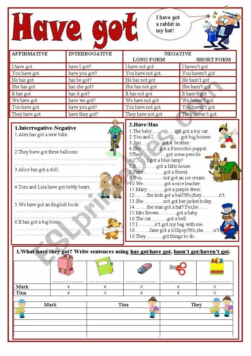 Have got has got на английском Worksheets. Have got has got Worksheets 3 класс. Have has игра. Have has got упражнения.