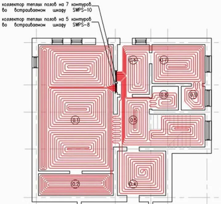 Тёплый пол водяной схема укладки. Схема укладки труб для водяного теплого пола. Схема раскладки теплого пола водяного пола. Схема разводки водяного теплого пола. Схема теплых полов водяных в частном доме