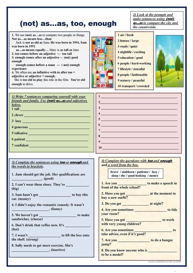 Compare the and write the sentences