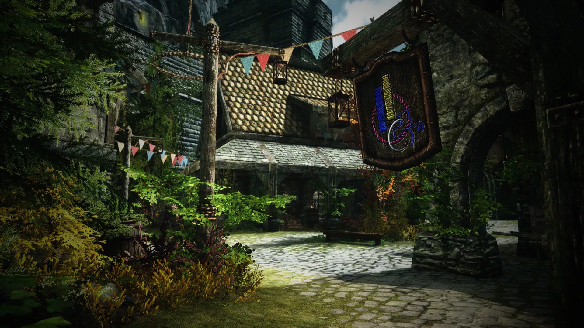 Skyrim мод на улучшение. Скайрим город солитьюд. солитьюд королевская дорога. скайрим города. skyrim улучшенные города.