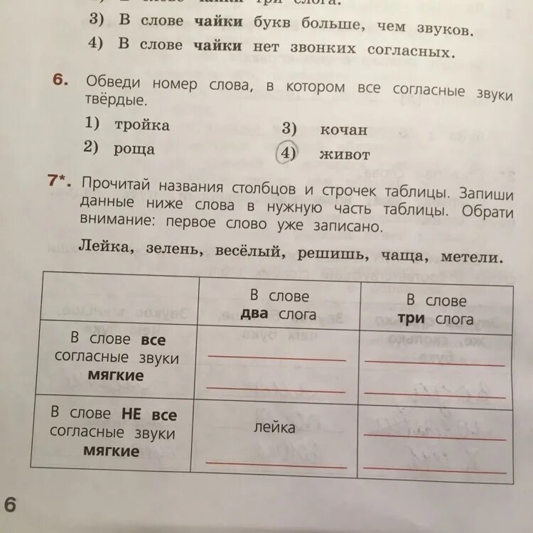 Подчеркни слова в которых 3 слога. Прочитай названия Столбцов. Подчеркни слова в которых первый звук мягкий. Подчеркни в словах мягкие звуки. Обведи слова в которых звука.