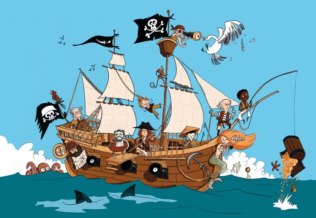 Пиратский корабль. Корабль пиратов. Пиратский корабль в море. Команда пиратского корабля. Приключения про корабли
