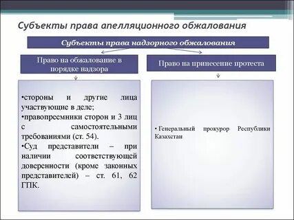 Апелляция субъекты