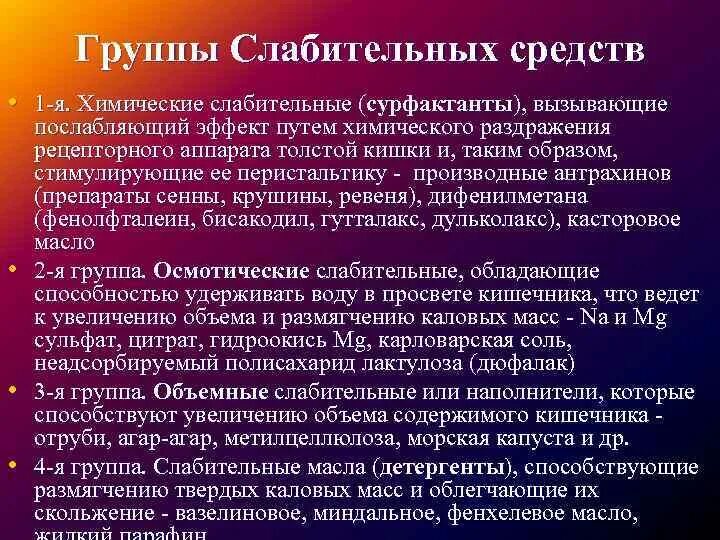 Слабительные препараты группы. Слабительные препараты механизм действия. Сурфактанты слабительные. Механизм действия слабительных препаратов.