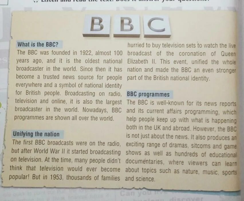 Read again and mark the statements. Тексты bbc. All over the World перевод. What is bbc. Текст the will true false.