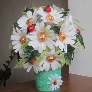 Ромашка из гофрированной