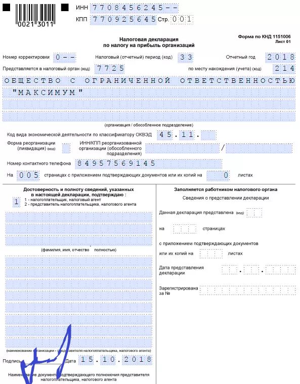 Декларация по доходам ооо. Титульный лист декларации. Налоговая декларация. Титульный лист налоговой декларации. Налоговая декларация образец.