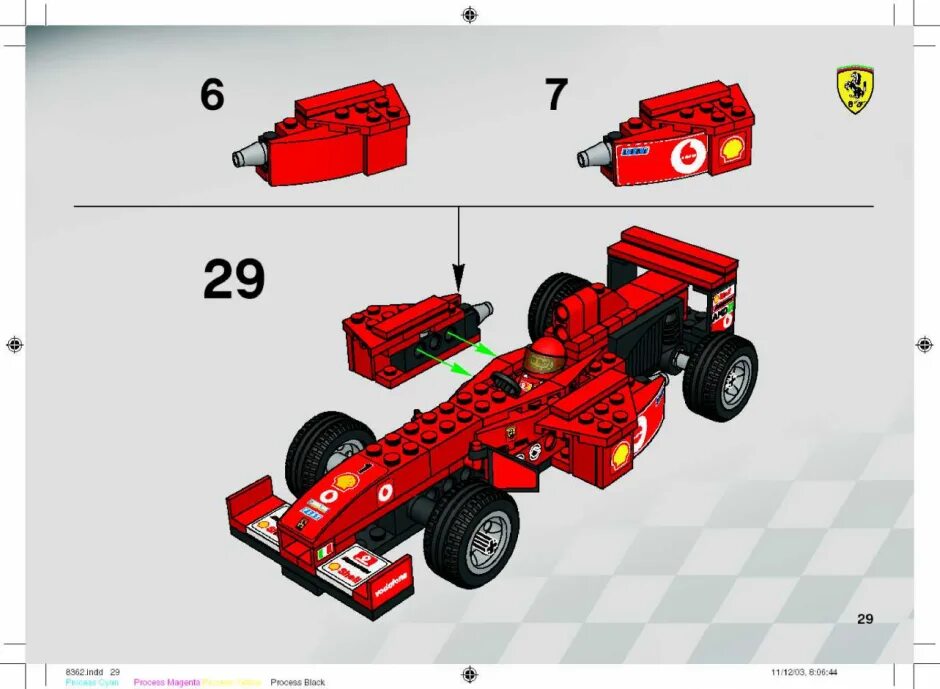 Инстуркция Гоночный автомобиль Феррари F1 в масштабе 1:24 шаг 30