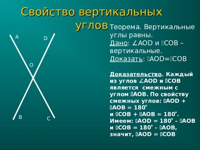 Сформулировать и доказать свойство вертикальных углов. Теорема о смежных углах с доказательством 7 класс. свойство вертикальных углов чертеж. теорема о вертикальных углах 7 класс геометрия. доказать свойство вертикальных углов.
