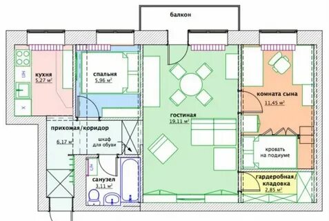 Планировка квартиры с гардеробной