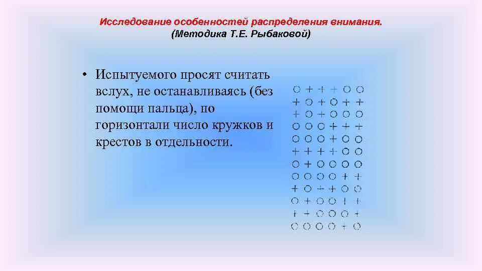 Распределения внимания (методика т.е. Рыбакова). Методика Рыбакова исследование особенностей распределения внимания. Методика т е Рыбакова на внимание. Методика Рыбакова для младших школьников.