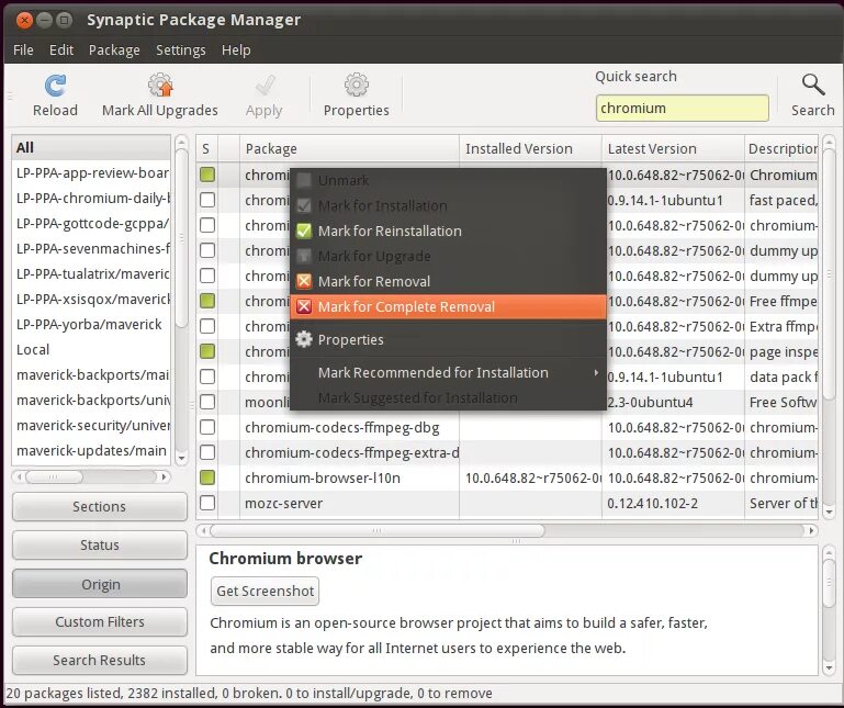 Synaptic package Manager. Linux synaptic package Manager. PPA В synaptic.