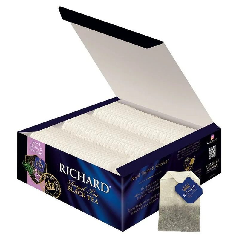 Чай Richard Royal English Breakfast черный 100 пакетиков. Чай Richard Royal Earl Grey черный 100пак.. Richard чай в пакетиках