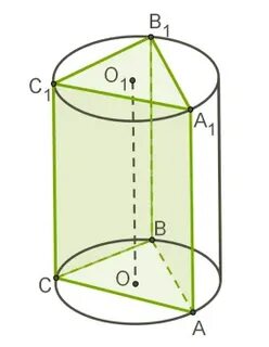 Цилиндр описан около треугольной призмы