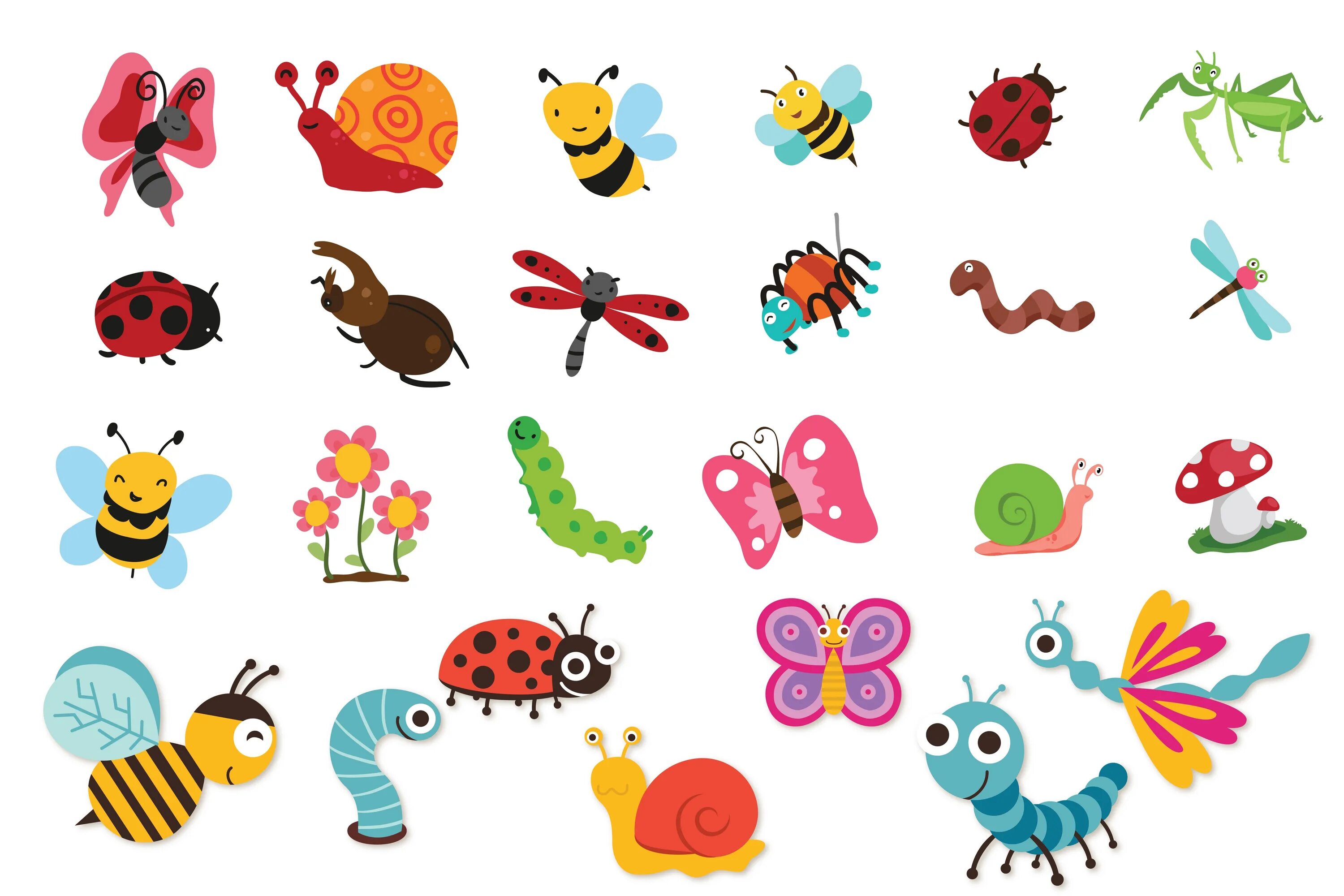 Разноцветные жуки и бабочки. Яркие насекомые для детей. Мультяшные насекомые. Насекомые картинки для детей. Насекомые для вырезания.