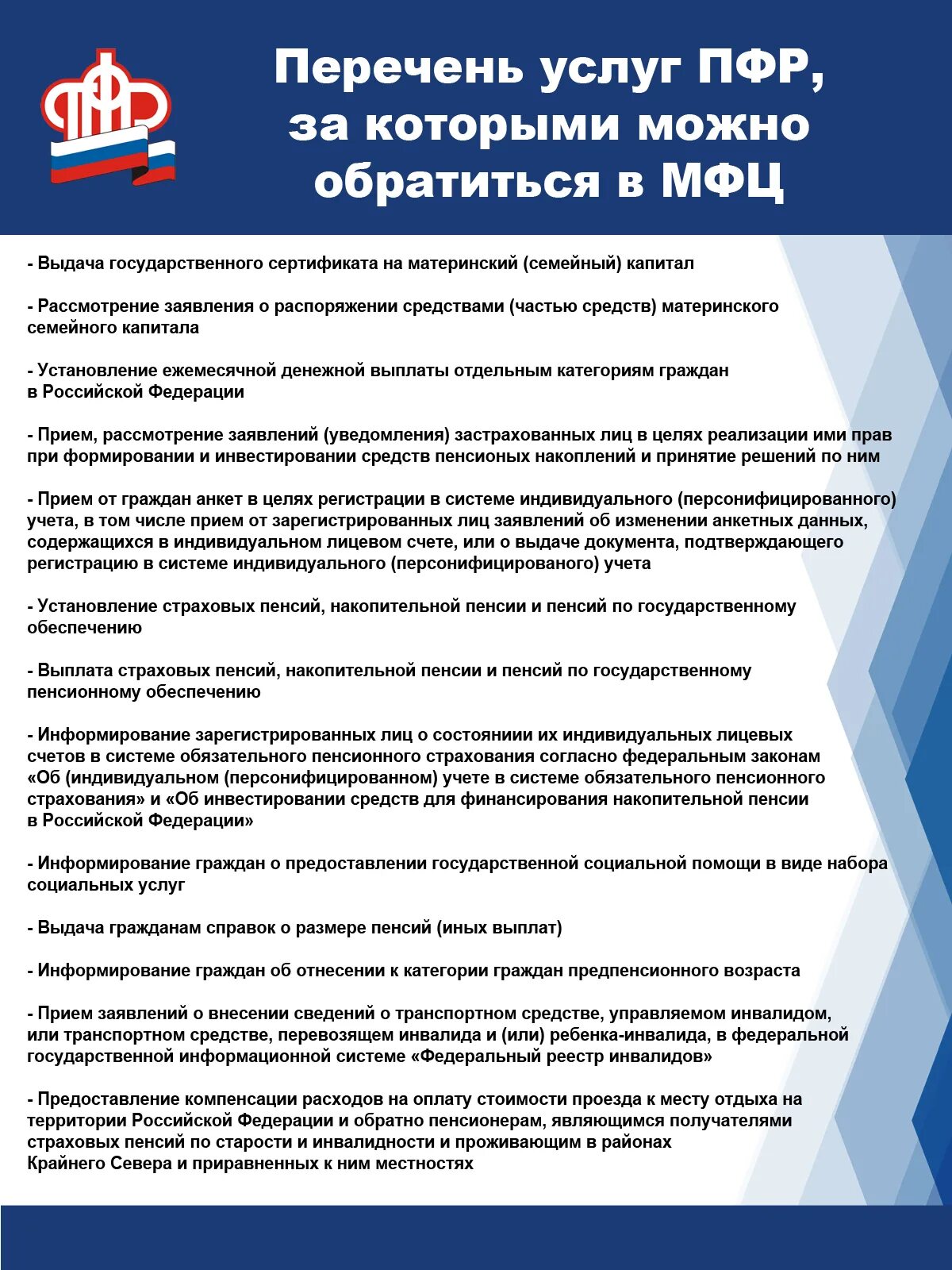 Граждане обращающиеся в пфр. Услуги пенсионного фонда список. Перечень услуг МФЦ. Услуги перечень услуг. Услуги ПФР В МФЦ перечень.