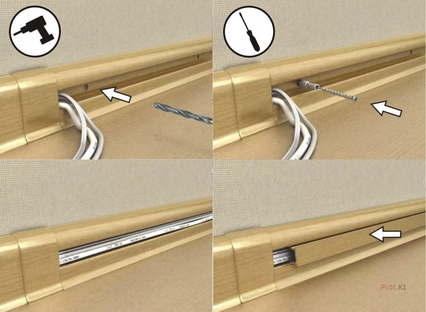 Кабель канал плинтус распайка. Плинтус с кабель каналом. Плинтус для прокладки электропроводки. Крепление кабель канала. Крепление кабеля в кабель канале