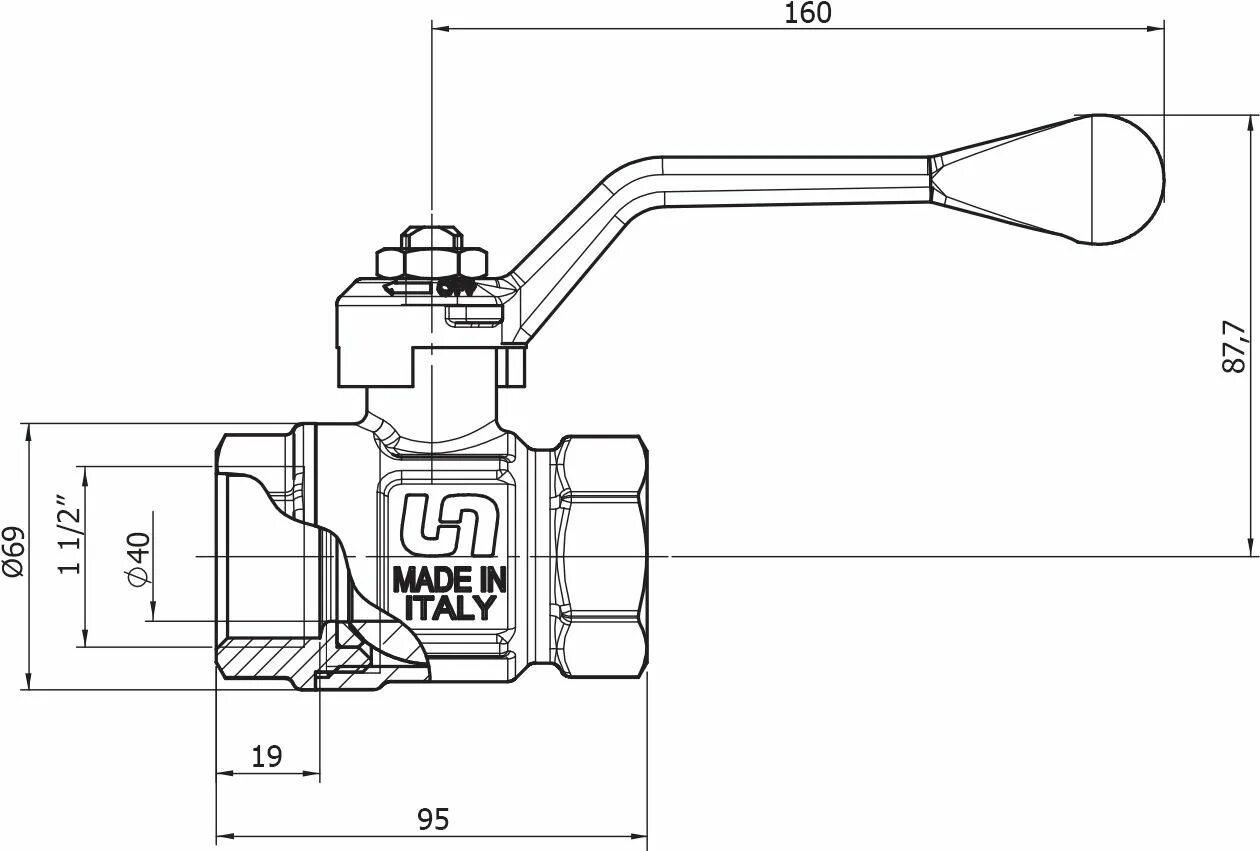 Размеры шарового крана 1 2. Кран шаровый 25 Уни Фитт. Кран шаровый 1 dn25 Италия. Кран шаровой Uni-Fitt Etalon 1 1/2" Вн/НР рычаг размер. Кран шаровой полнопроходной,ВР/ВР,ручка рычаг 1 1/4.