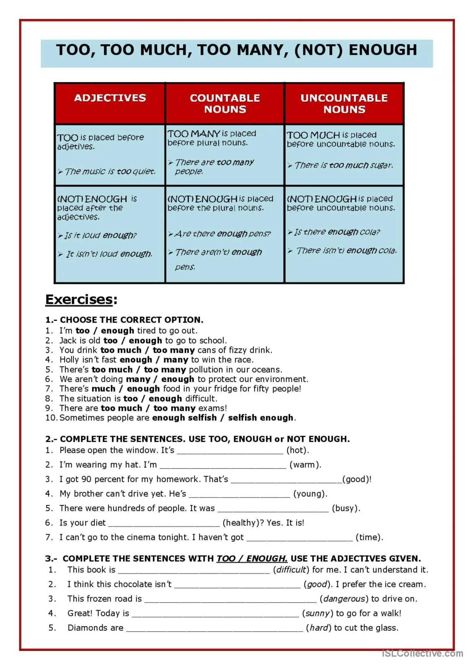 Too much many not enough. Too much too many enough Worksheets. Too much too many exercise. Too too much too many enough Worksheets. Adjective enough