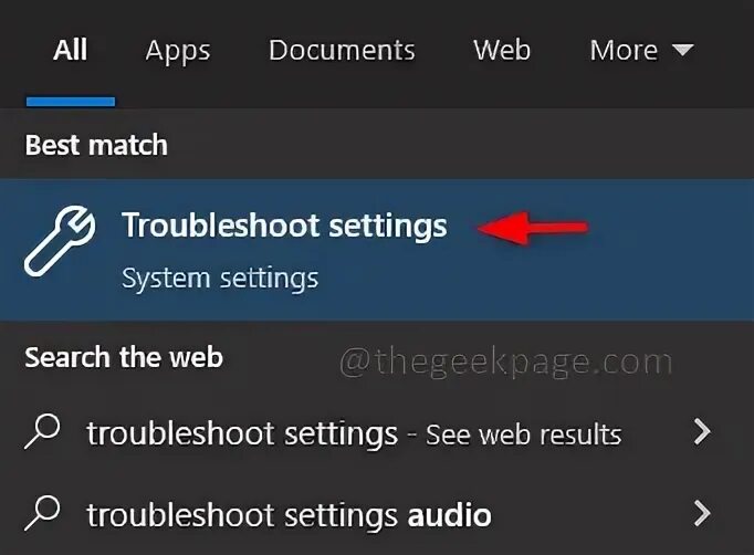 Troubleshoot settings. Troubleshoot settings