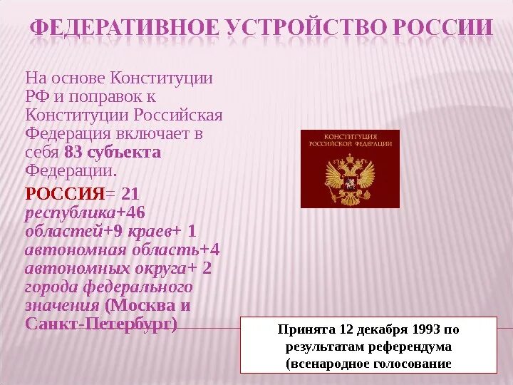 Субъектами российской федерации согласно ее конституции. Федеративное устройство Российской Федерации Конституция. Федеративное государственное устройство России. Федеративное государство статья Конституции. Основы Конституции России.