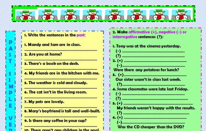 Write interrogative sentences. Глагол to be в past simple упражнения. Past simple задания was were. Past simple was were упражнения. To be past simple упражнения.