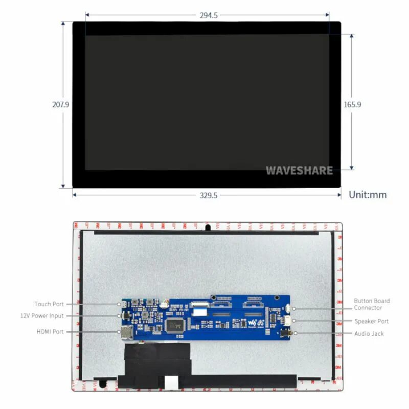 Lcd h. Дисплей с корпусом 13.3&quot; waveshare hdmi lcd (h), 1920x1080, ips. display 3inch 1080 hdmi. waveshare, 1920*1080, hdmi 15,6.