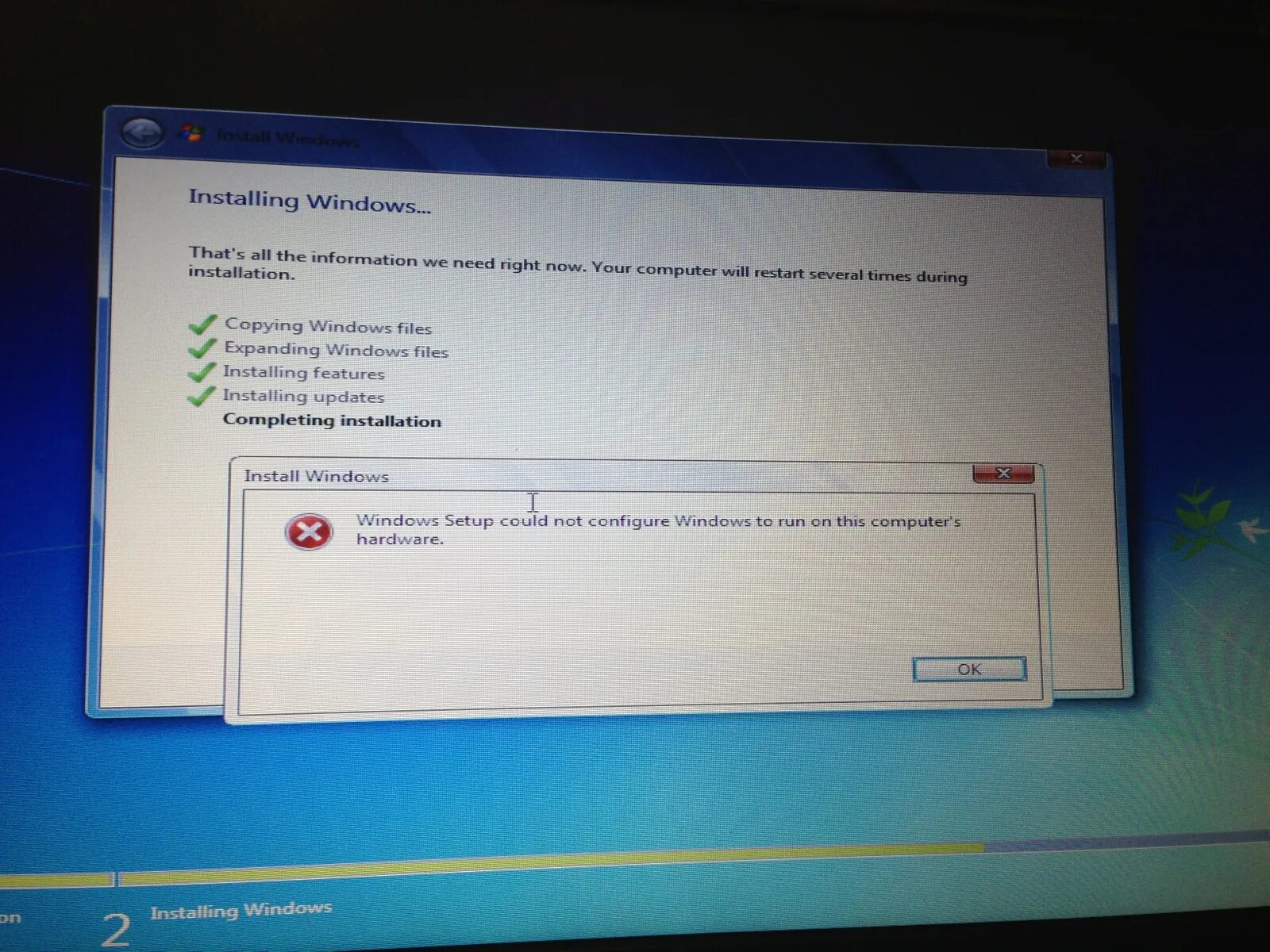 Windows Setup. Windows Setup could not configure. Configuring your Computer при загрузке Windows 8.1. Windows 7 install Now.