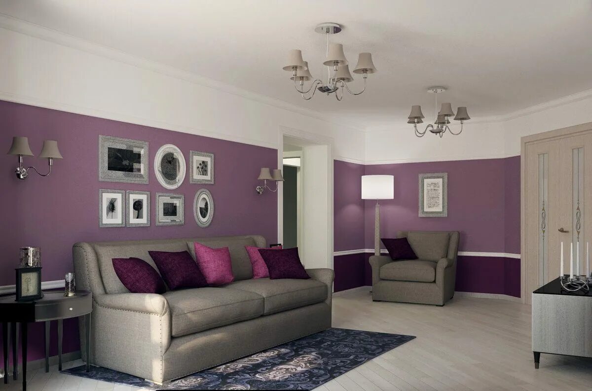 Какой цвет сочетается с сиреневым в интерьере #Bedroomcolors Purple living room, Bedroom color schemes, Bedroom decor