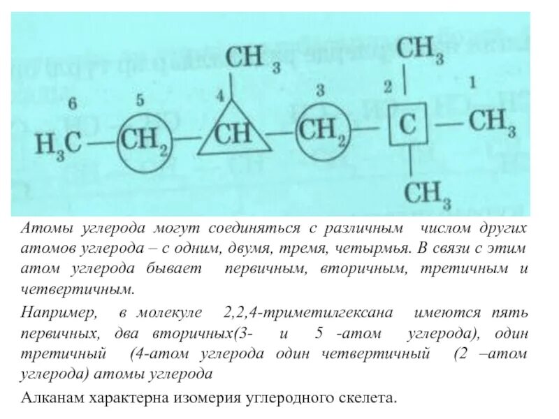 Первичные вторичные и третичные атомы углерода. Первичные и третичные атомы углерода. Четвертичный атом углерода. Вторичные третичные четвертичные атомы углерода. Четвертичный атом углерода алканов