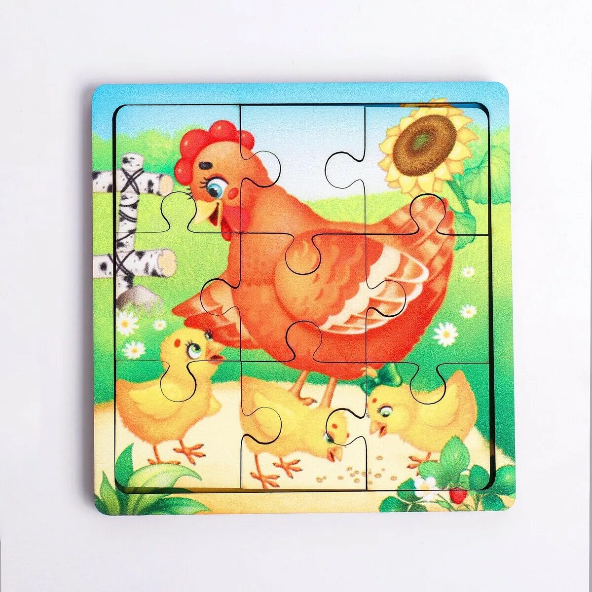 Пазл chicken. Деревянный пазл &quot;курица-несушка&quot;3д. рамка-вкладыш лесная мастерская веселые зверята (2576366), 6 дет.. пазлы детские крупные. курица пазл для детей.