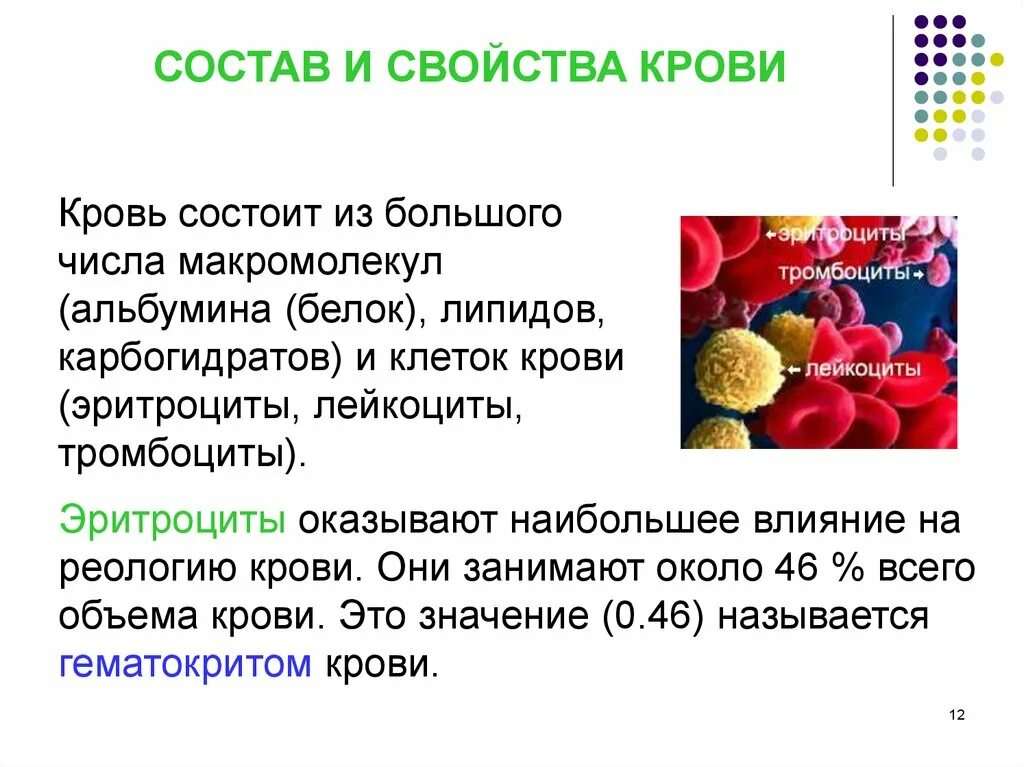 Характеристика эритроцитов тромбоцитов