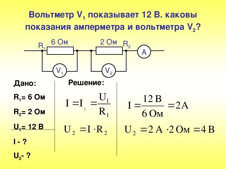 Задача по теме параллельное соединение проводников. Формула показания амперметра формула. Формула нахождения показания вольтметра. Формула нахождения амперметра. Показания вольтметра показания амперметра формулы.