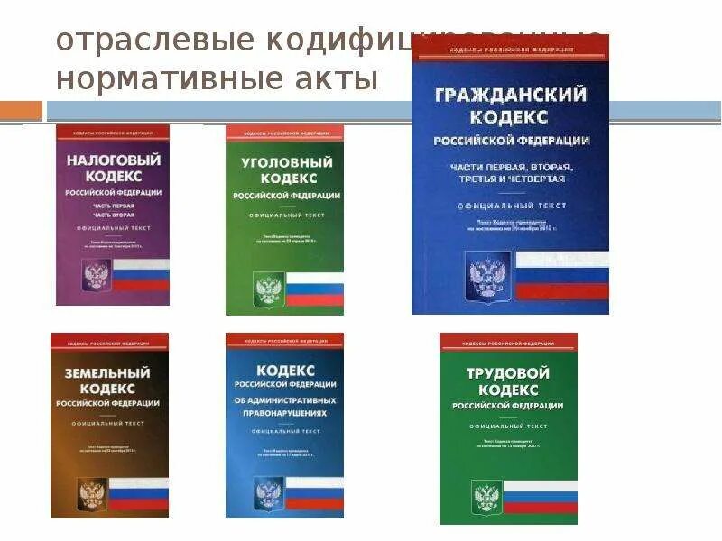 Кодексы рф бывают. Отраслевые нормативные акты. Кодекс это нормативно правовой акт. Гражданский кодекс. Отраслевые кодексы.