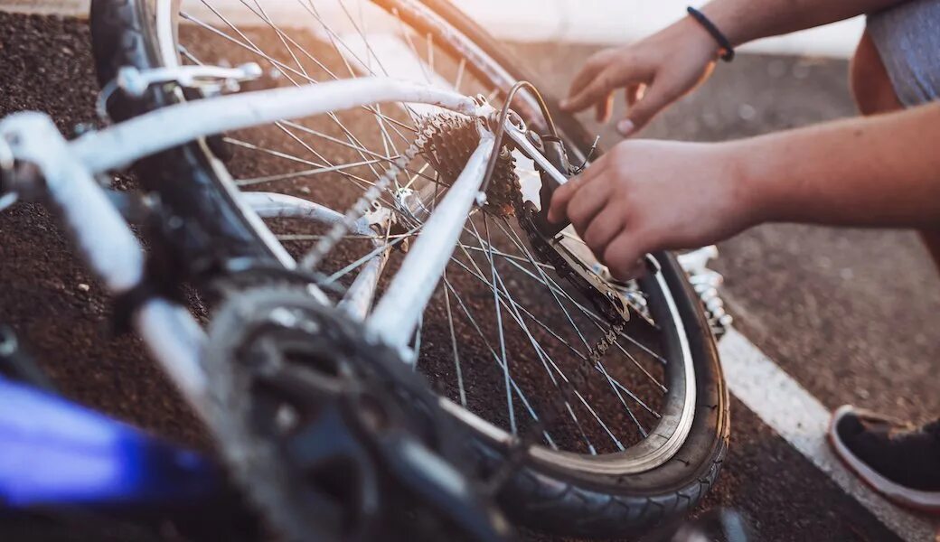 Bicycle Repair. Bike Tire Repair. Repair the Bike the Bike. Bicycle Repair photo. The bike being repaired